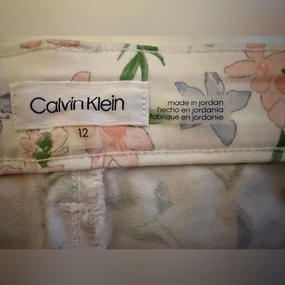 Calvin Klein Floral Cotton Twill Pants Size 12 Blue Pink Soft - Picture 7 of 7